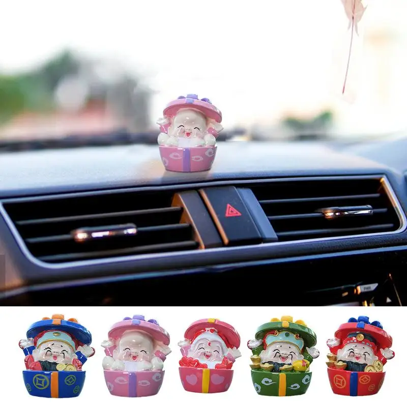 God Of Wealth Ornament Resin Five Blessings And Good Luck Ornaments Mini Cai Shen Statue Central Control Car Interior Decoration