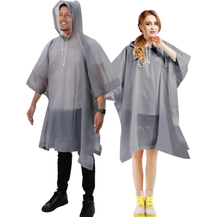

ANYOO Rain Ponchos for Adult Emergency Raincoats Reusable Hooded Rain Jackets for Men Women 2 pack