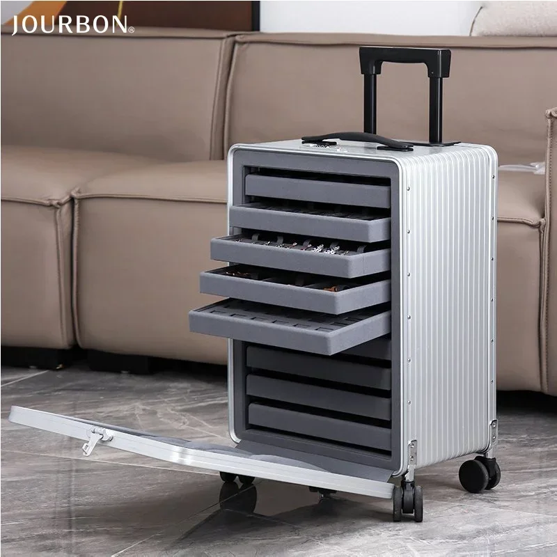 High Class 9 Layers Aluminum-magnesium Alloy Jewelry Suitcase Luggage Luxury Jewellery Box Travel Fair Show Jewelry Suit