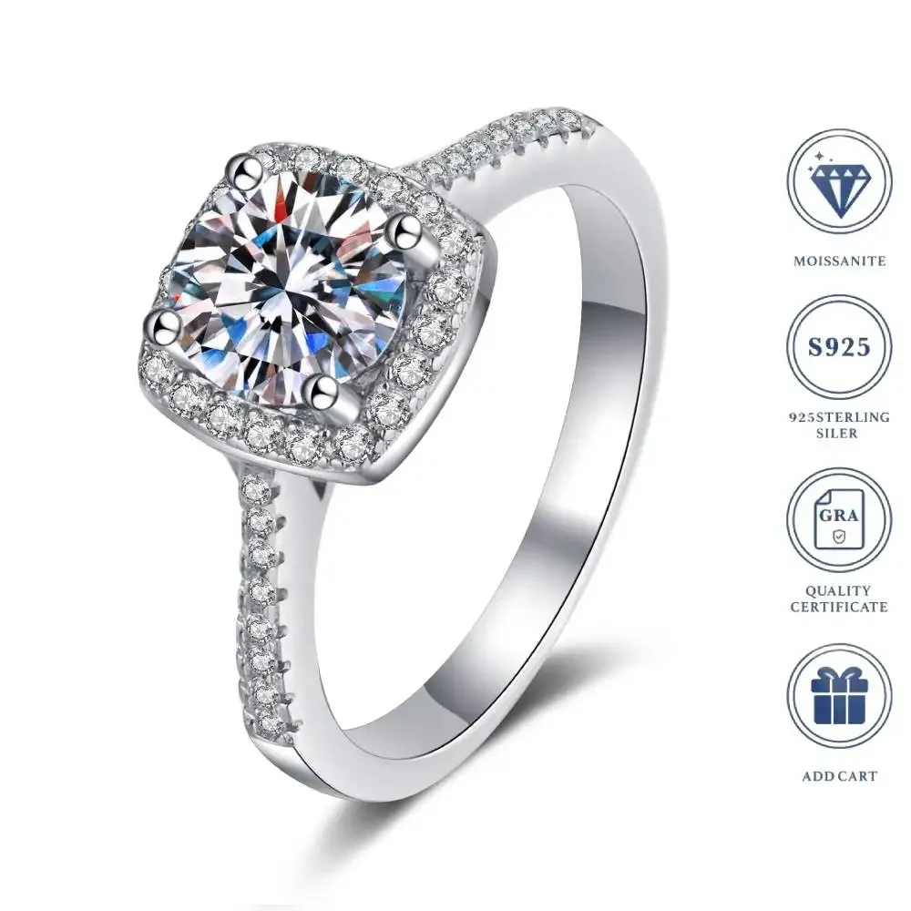 

Необычные женские кольца с муассанитом овальной огранки 1,0 карата, настоящее серебро S925, ювелирные изделия для свадьбы, обручальное кольцо с сертифицированным