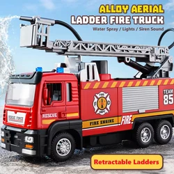 1:50 Alloy Fire Truck Firefighter Simulation Sprinkler Car Diecast Water Spray with Light Music Rescue Car Children Toy Boy Gift