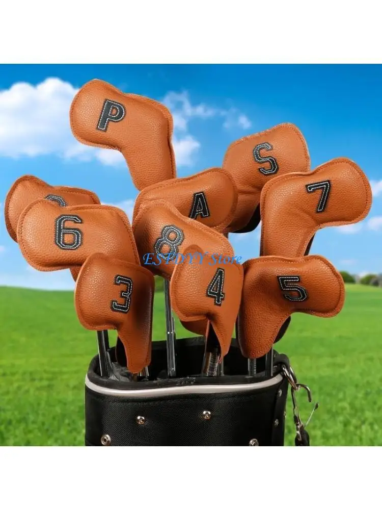 

G6DE 10Pcs PU Golfs Headcover Protective Cover Waterproofs Golfs Iron Head Cover