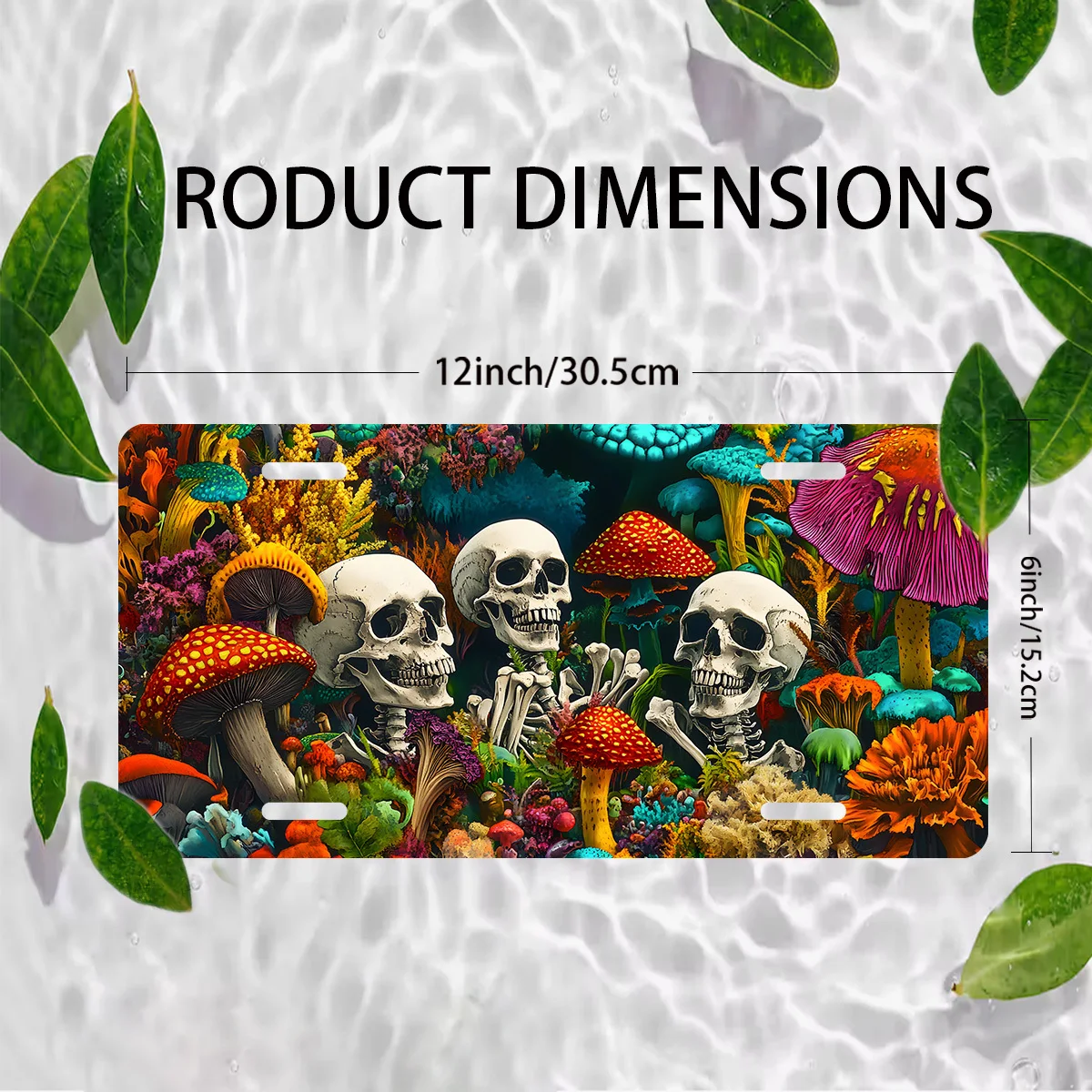 2D Flat - [Open ]2D Flat 1pc 12*6In Aluminium Sign 2D Flat - 1pc 2D Flat Posters Featuring a Colorful Human Skull License Plate