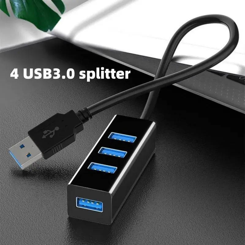 Hub USB 3,0 portátil de 4 puertos, divisor de Cable USB de alta velocidad, Cables de extensión de cargador, adaptador OTG para teléfono y PC, 30/120cm