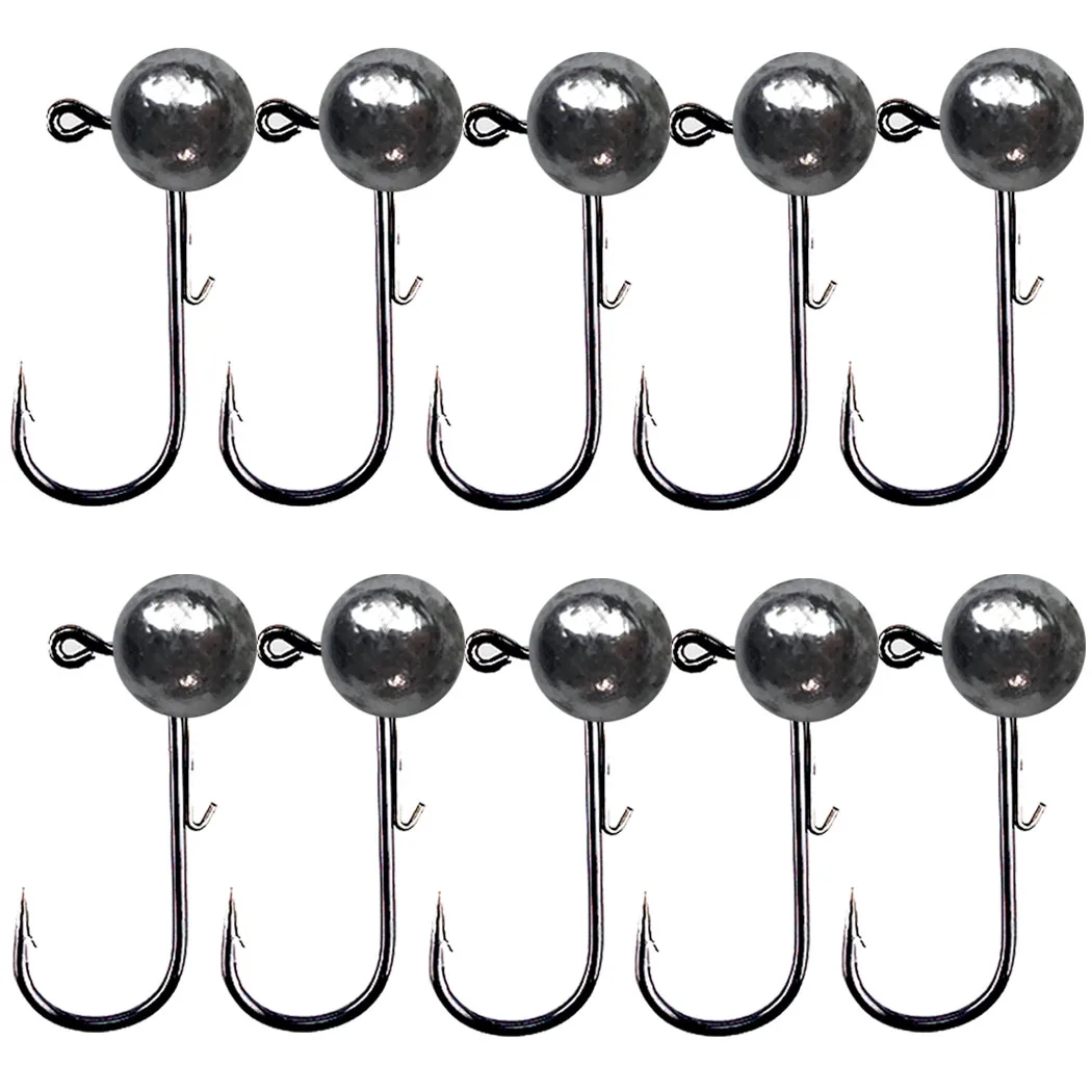 10pcs Jig Head Fishing hook 3.5g 5g 7g 10g 14g Round Ball Jig Head Hook Weedless Fishhook Soft Worm Fishing Accessories