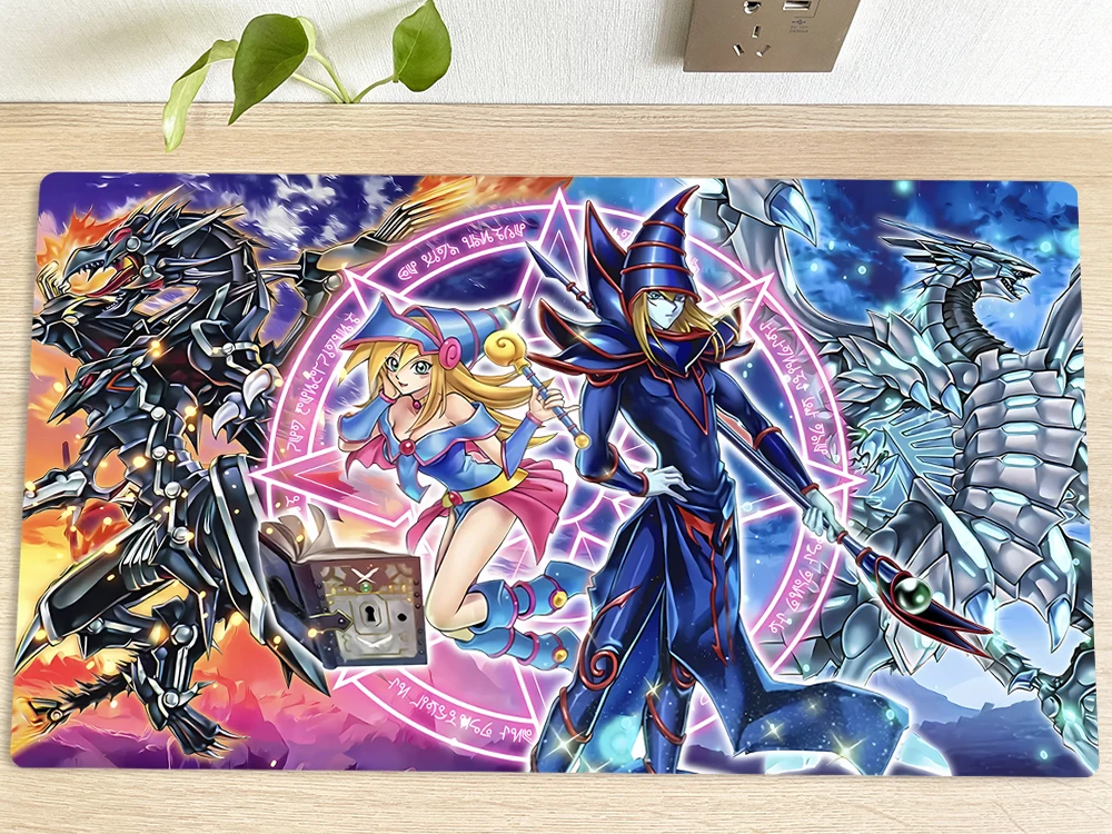 YuGiOh Table Playmat Dark Magician TCG CCG Mat Trading Card Game Mat Mouse Pad Gaming Play Mat Mousepad 60x35cm With Bag