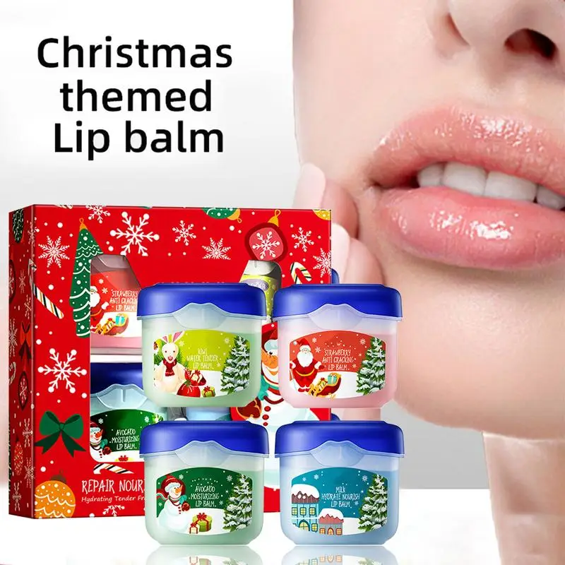 

Christmas Lip Balm Set Brightening Lip Balm Moisturizing Anti Cracking Hydrating Repair Nourishing Lipstick Lip Balm Skin Care