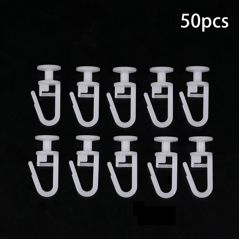 50Pcs Curtain Track Mute Slider Curtain Hook Buckle Curtain Hanging Curtain Roller Blind Sliding Curtain Rail Runner Hooks