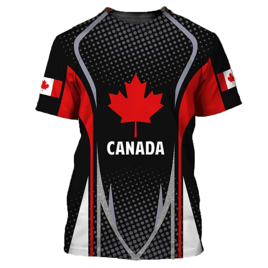 

Canada Flag T-shirt Men's Maple Leaf Pattern Short sleeved Summer Casual Top Hip Hop T shirts Women's Sports Clothes Breathable