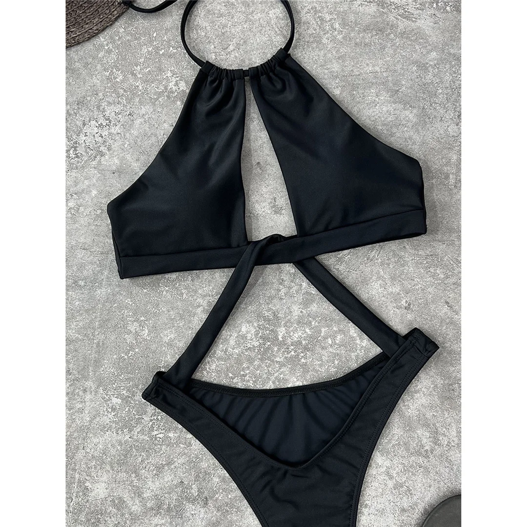 Sexy Cut-Out Neckholder Monokini Einteiliger Badeanzug Damen Bademode Weiblicher Badeanzug mit hohem Beinausschnitt und Polsterung Badeanzug für Damen V3809 – Detail 11