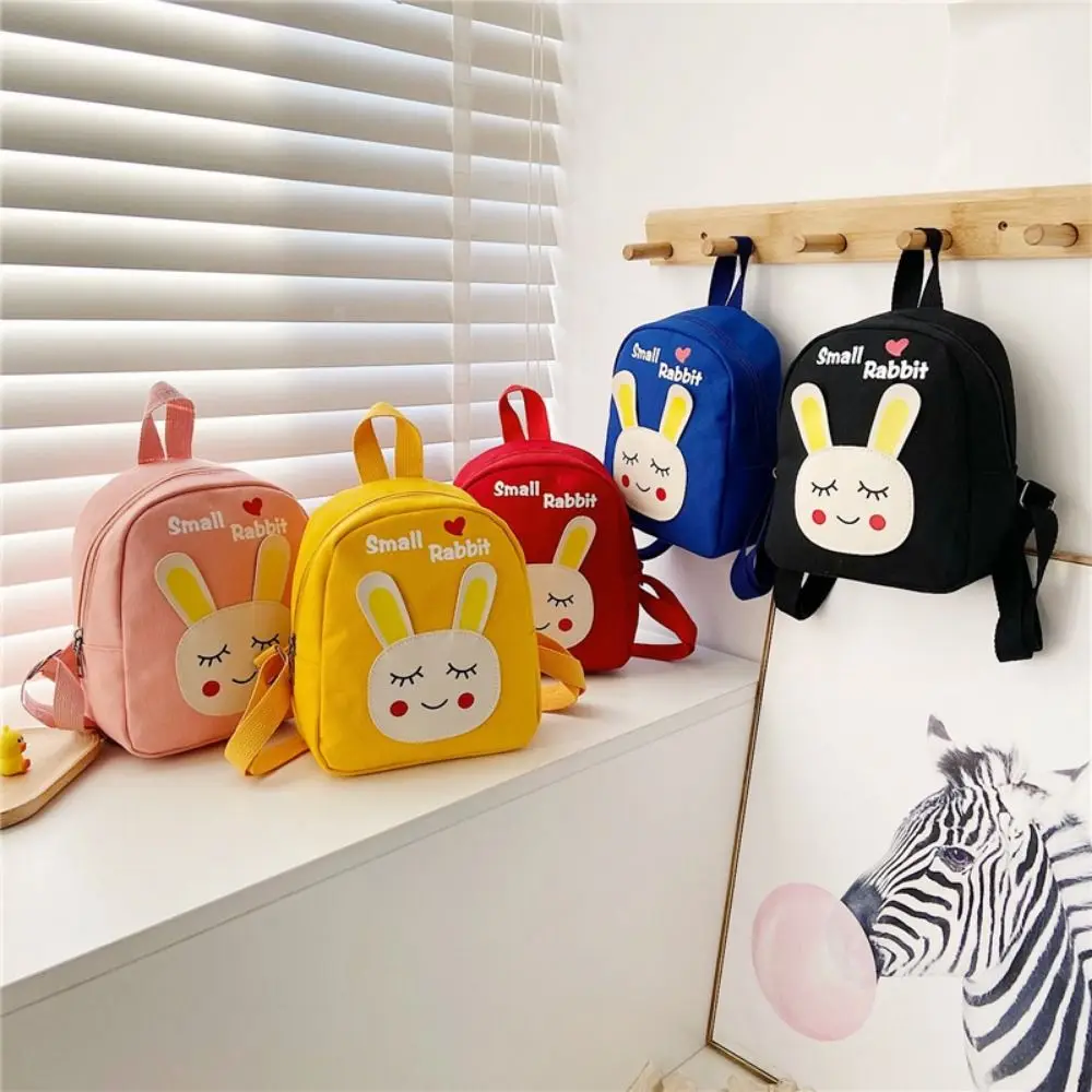 Cute Little Rabbit Backpack Breathable Wear-resistant Kindergarten Canvas Backpack Lightweight Children's Cartoon Schoolbag