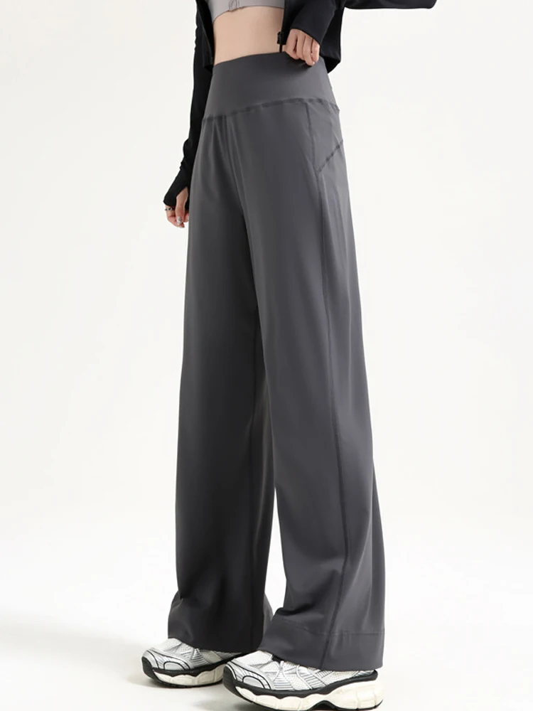 Neue 2025 weiße Arkskin-Hose für Damen, Sommer, dünne Eisseide, Yoga-Bot, gerades Bein, lockere Passform, Bauchkontrolle, hohe Taille, L...