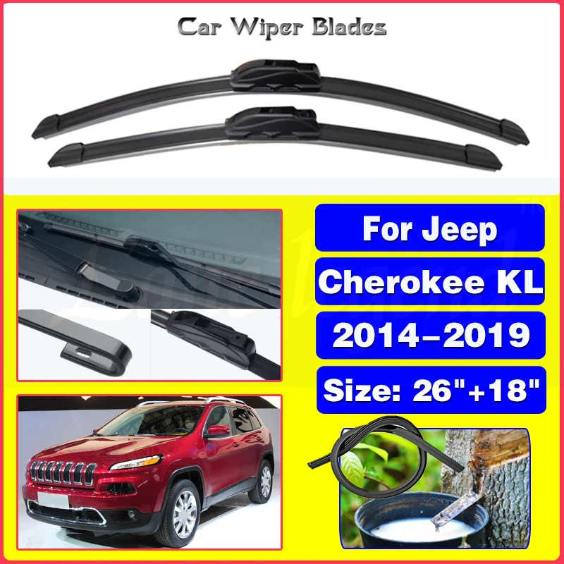 

Car Wiper Blades For Jeep Cherokee KL 2014 2015 2016 2017 2018 2019 Windshield Windscreen Front Window Car Accessories 26"+18"