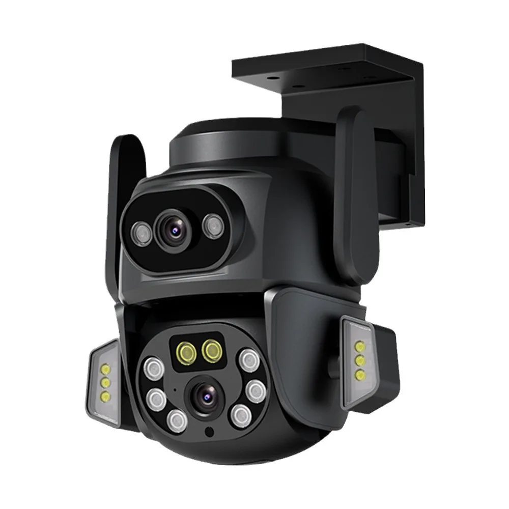 듀얼 스크린 듀얼 렌즈 방수 카메라, 스마트 홈 AI 바디 자동 추적 CCTV, 4MP 와이파이 PTZ 카메라, 5 배 확대 디테일