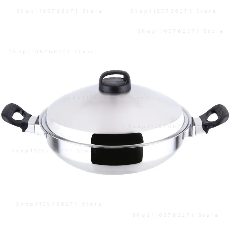 Stainless steel steamer wok non-stick pan uncoated pan