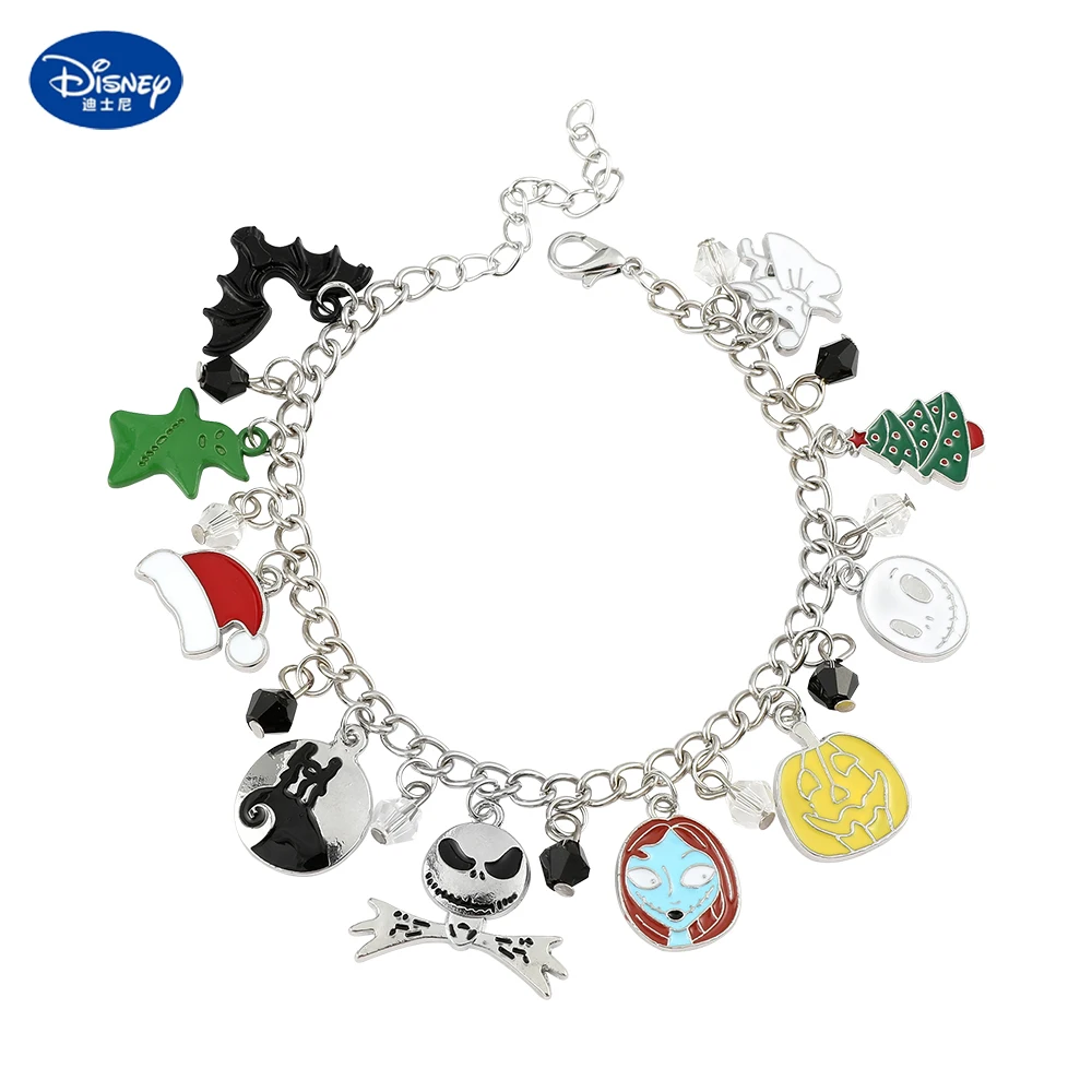 The Nightmare Before Christmas Bracelet Charms Disney Jewelry Jack Skellington Sally Cosplay Peripheral Prop Pulseras Mujer