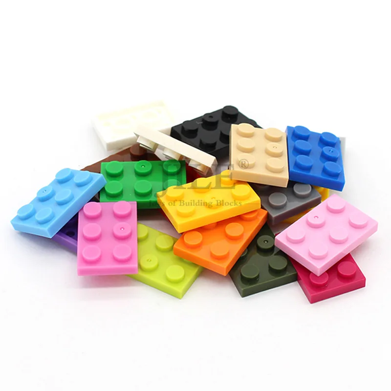 

50pcs Moc Building Blocks Bricks Tiles Plate 2x3 3021 Short Piece DIY Basics Classic Compatible with Assembles Particles Toys