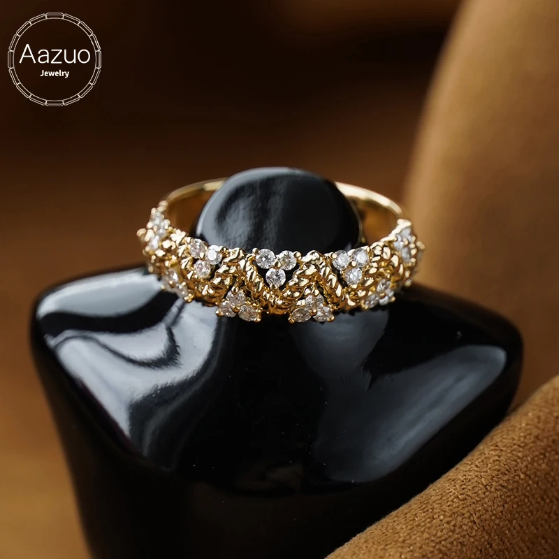 

Aazuo Vintage Fairy Line Ring for Women And Girls 18K Yellow Gold Diamonds Fashion Jewelry Perfect for Special Occasions Au750
