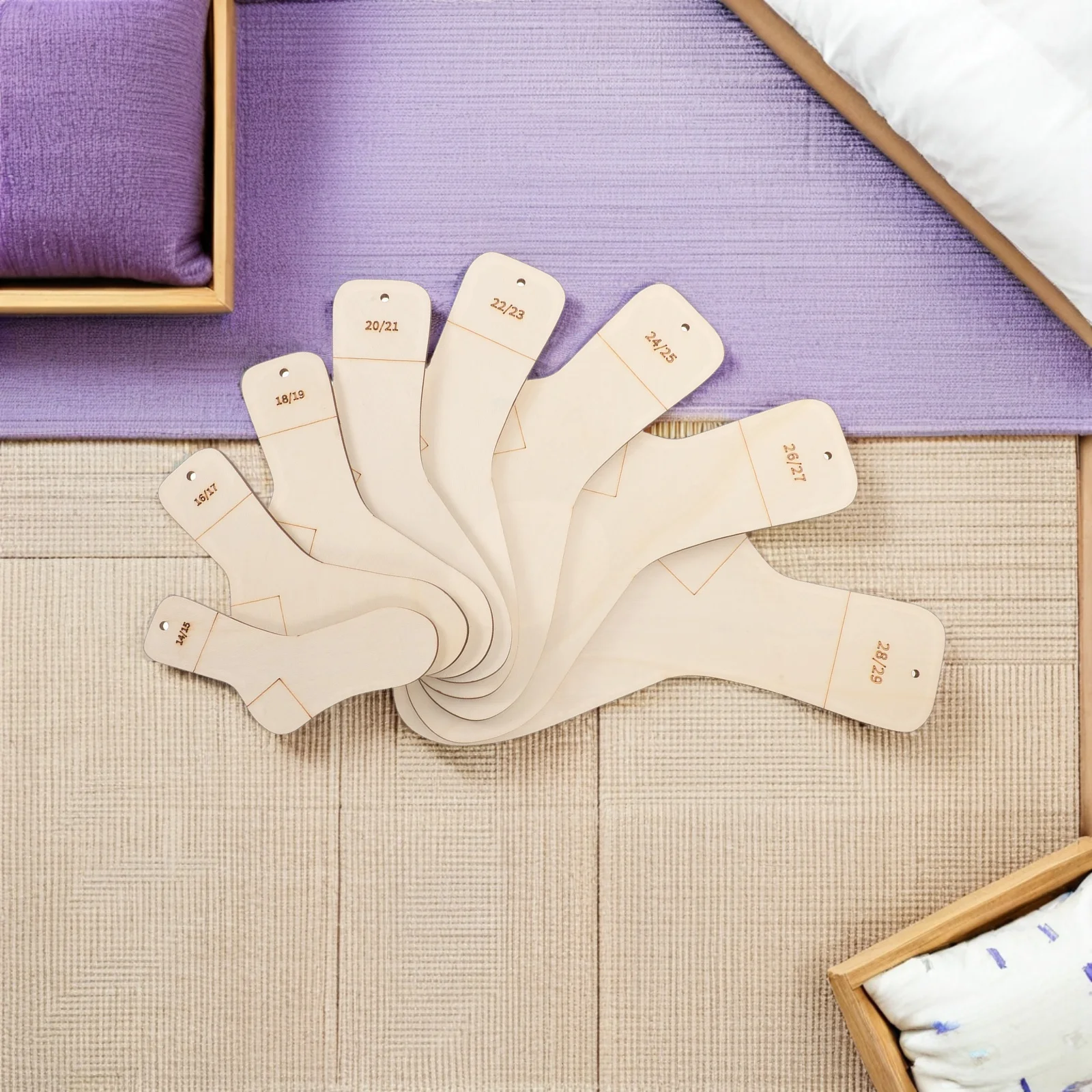 16 قطعة أشكال حجب جورب خشبي أدوات الحياكة الخشبية الطبيعية الكروشيه جورب نقالات حجب أدوات لعرض تخزين الجوارب