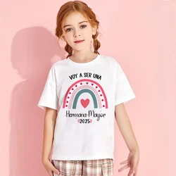 I Will Become A Sister Spanish Print Shirt Pregnant Announcement T-shirt Girls Short Sleeve Shirts Big Sister Tops Child Outfit
