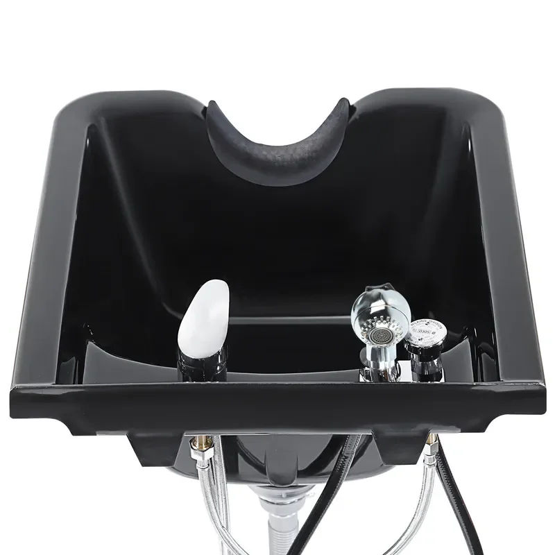 Modern Black Wall Mounted Shampoo Basin Plastic Hair Washing Sink for Salon Spa Easy Clean Flush Bowl Simple Design Bathroom