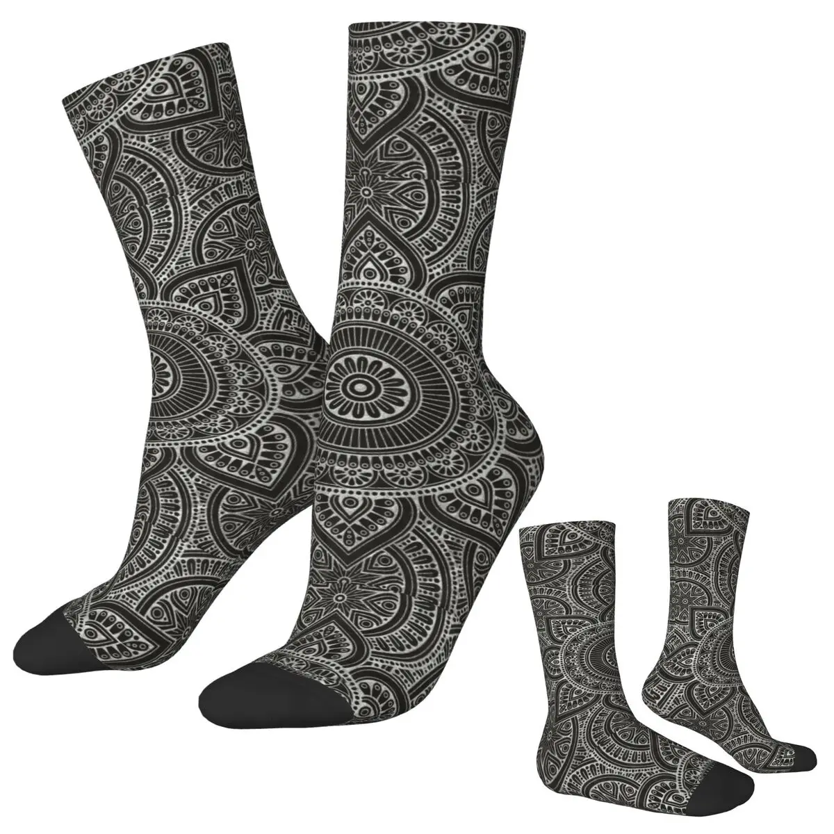 

Носки с цветочным узором мандалы, ретро-цветочные богемные винтажные чулки, мужские уличные носки высокого качества, осенние дизайнерские противоскользящие носки