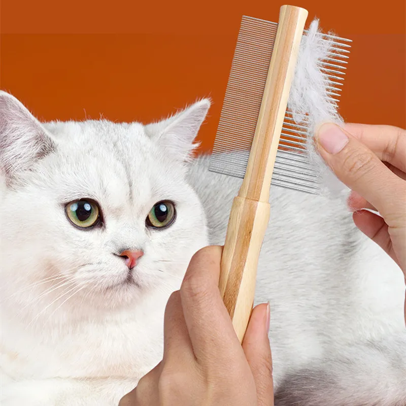 

Cat Comb Stainless steel Comb for Cats Cleaning Wooden Handle Cat Hair Remover Pet Grooming Combs Dog Hair Brush Pet Products