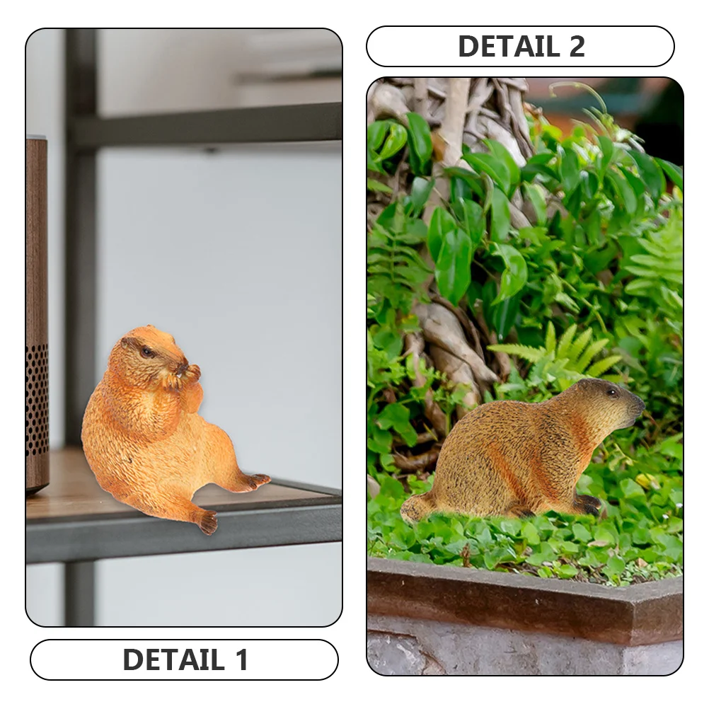 3 Pcs Simulated Wild Animals Simulation Groundhog Model Realistic Figurines Toy Plastic Figures Ornament Child Decoration