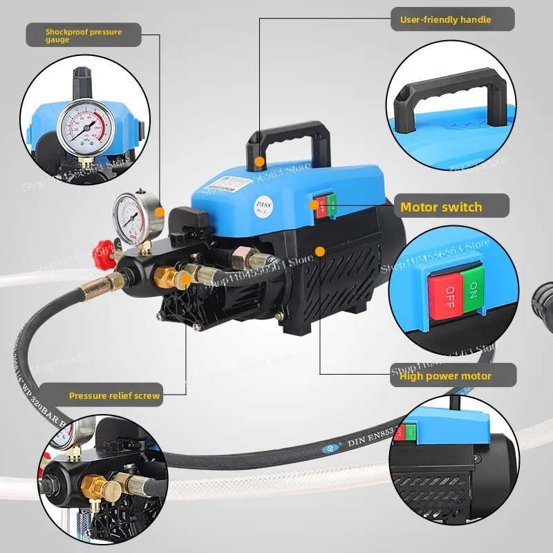 DC-360A Electric Pressure Test Pump 220V 1800W 3 Cylinder Large Flow for Floor Heating Fire Pipe Car Washing