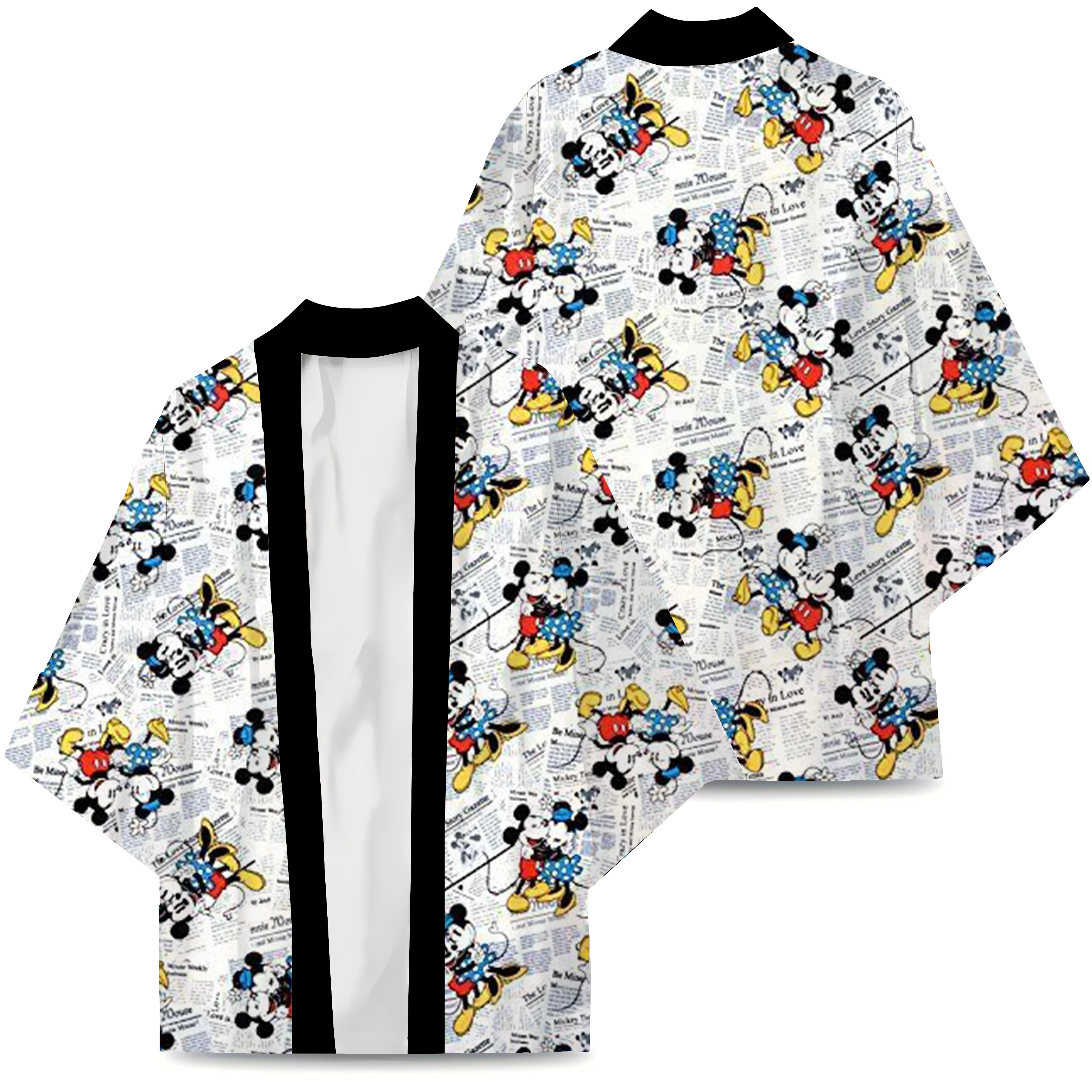 Kimono Japonais Respiré pour Homme, T-shirt Minnie Mouse, Cosplay, Pyjama Imprimé, Vêtements, Cardigan, Chemises Disney