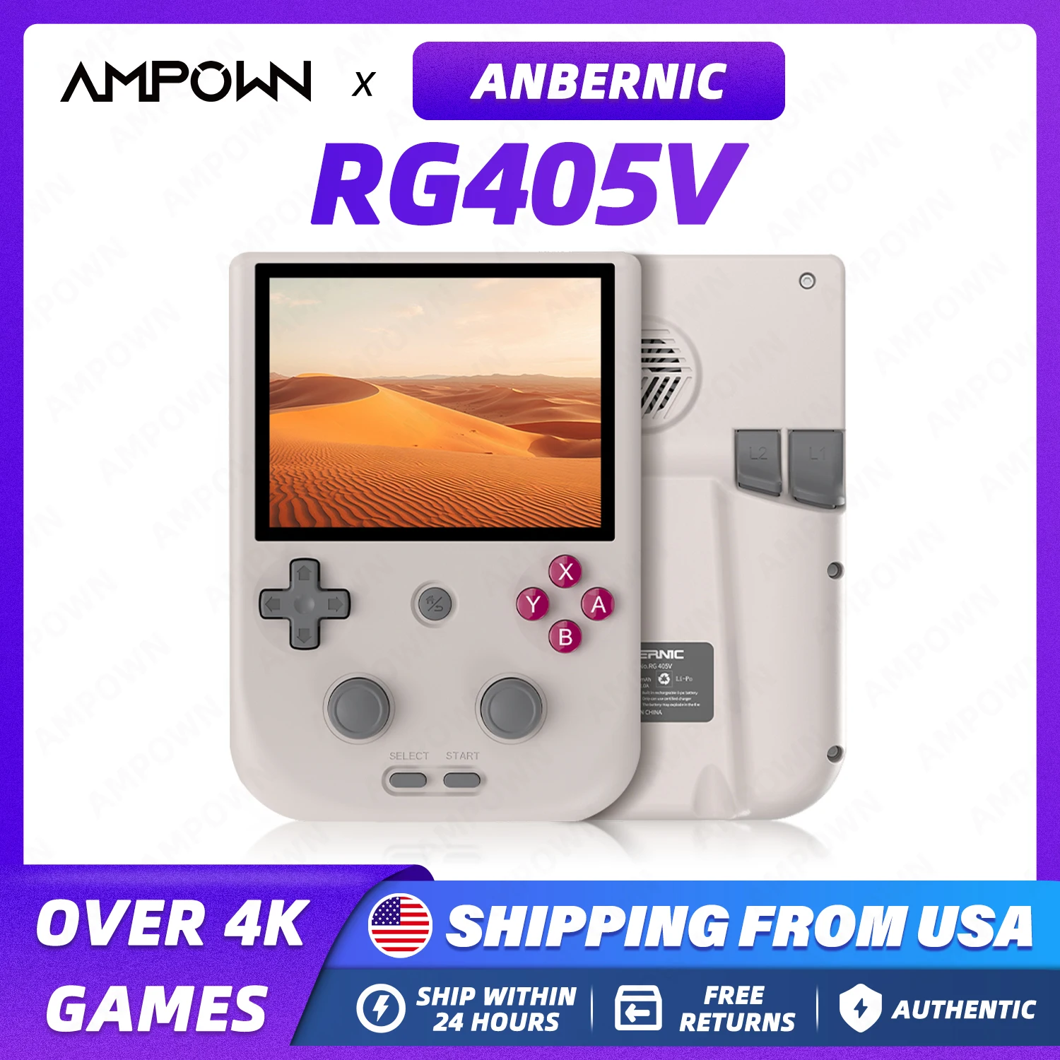 Anbernic RG405V Handheld Game Console 4’’ Touch Screen Android12 Somatosensory Gyroscope Streaming Portable Video Console Gift