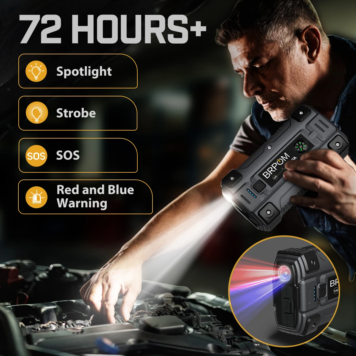 BRPOM 4000A 12V Charger External Battery Booster 26800mah Car Jump Starter Car Battery Fast Charging Portable Power Bank