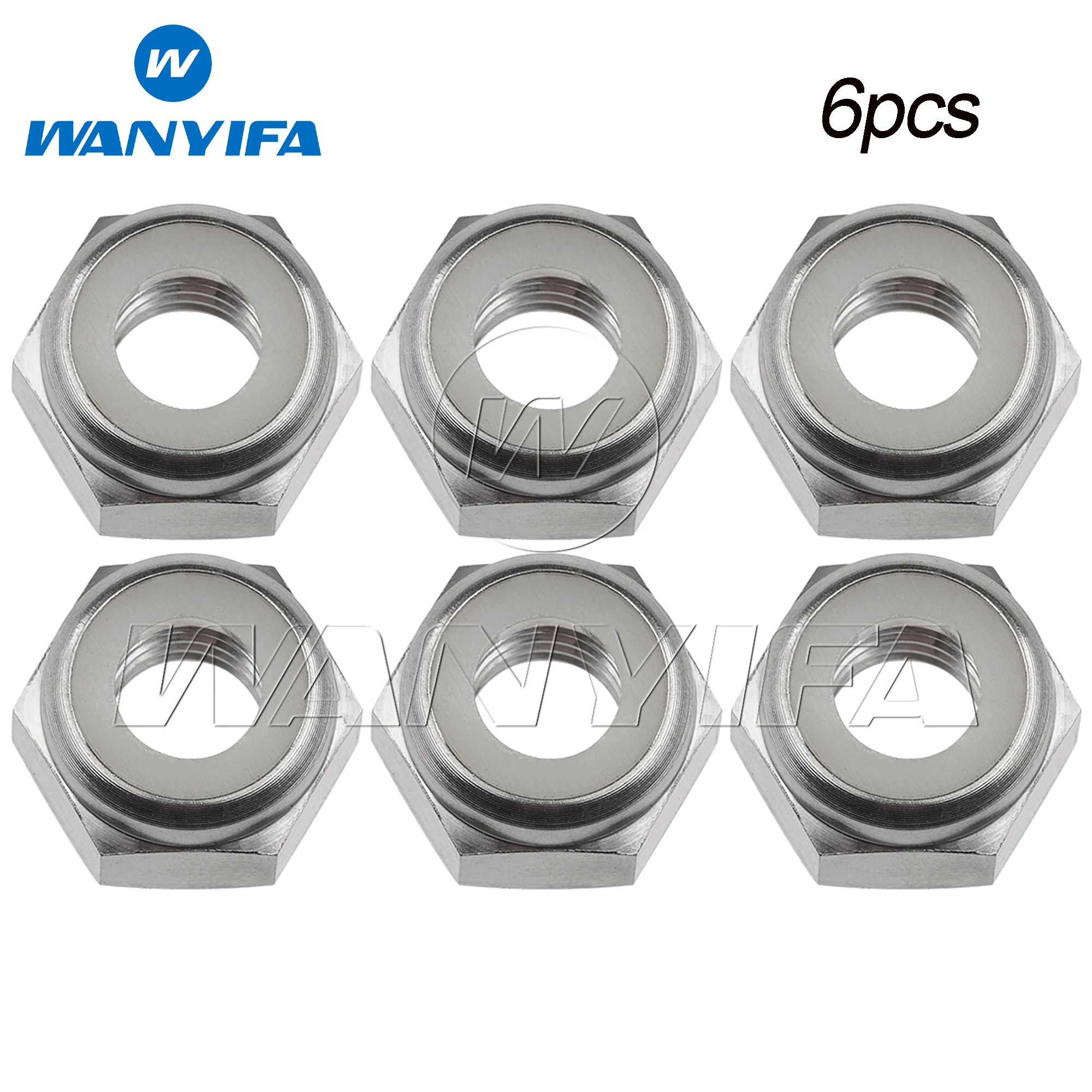 Wanyifa 6pcs Titanium Nuts M4 M5 M6 M8 External Hex Insert Nylon Lock Nuts Aerospace Ti Alloy Grade 5