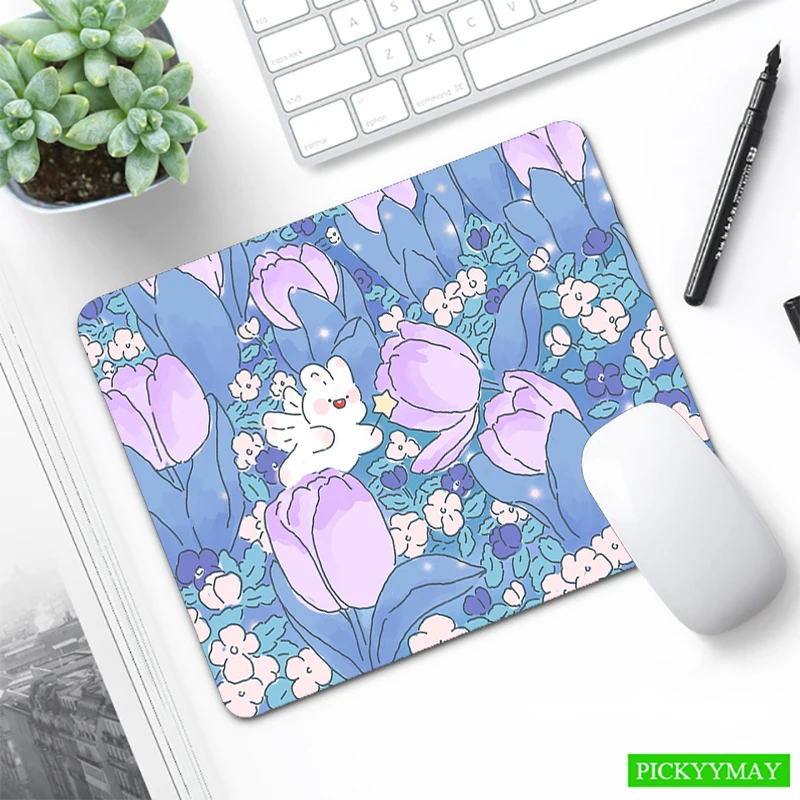 

Cute Mouse Pad Small Mause Pads Flowe Bunny Pc Mausepad Loptop Desk Mat Kawaii Accessories Deskpad