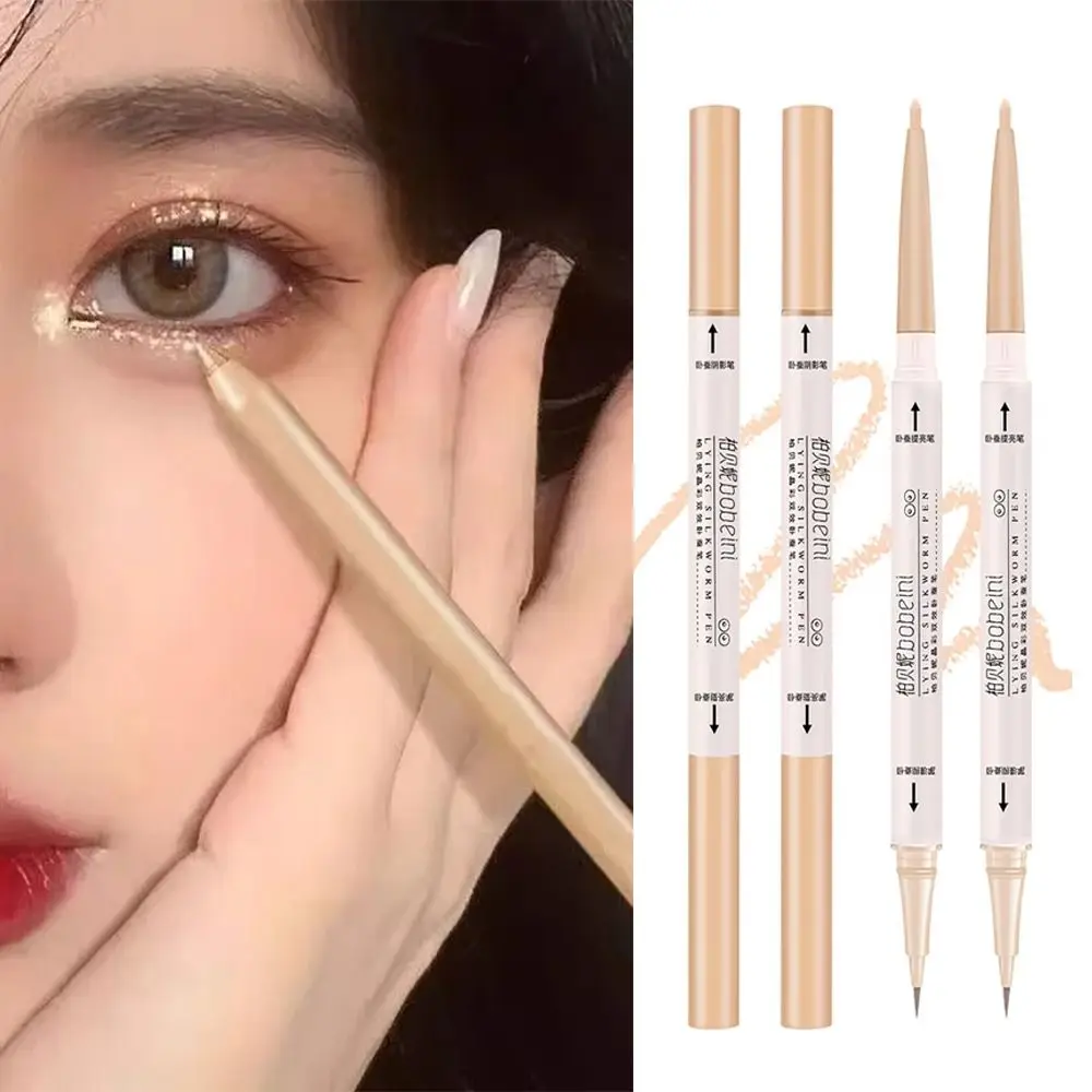 Perlglanz-Glitzer-Lidschattenstift, wasserdicht, erhellt Eyeliner-Stift, glänzende Augenlider, doppelseitig, liegender Seidenraupenstift, Augen-Make-up