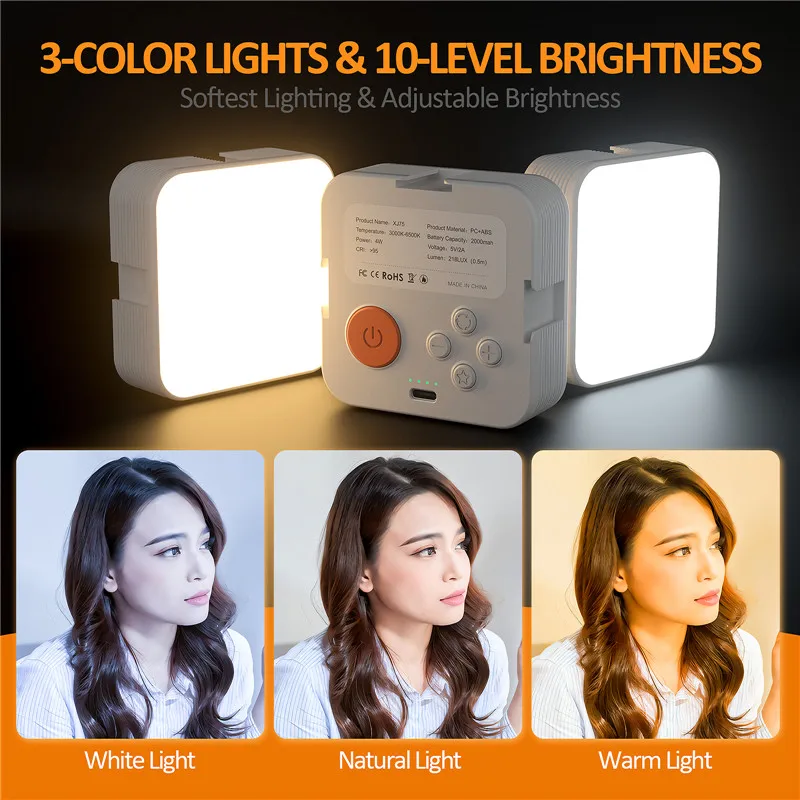 Luz de Selfie para teléfono iPhone, Clip de luz de cámara, 2000mAh, LED portátil, perfecto para fotos, grabación de vídeo, Zoom, regalos Tiktok