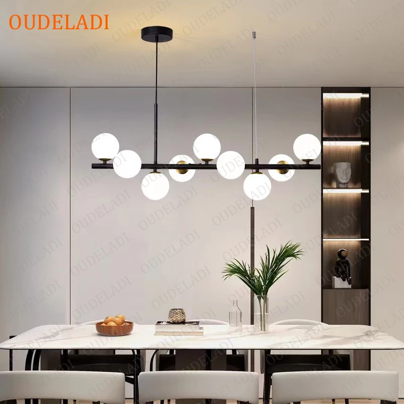 Nordic LED Chandelier for Kitchen Island Living Dining Room Modern Glass Ball Hanging Pendant Lamp Indoor Lighting Decor Fixture