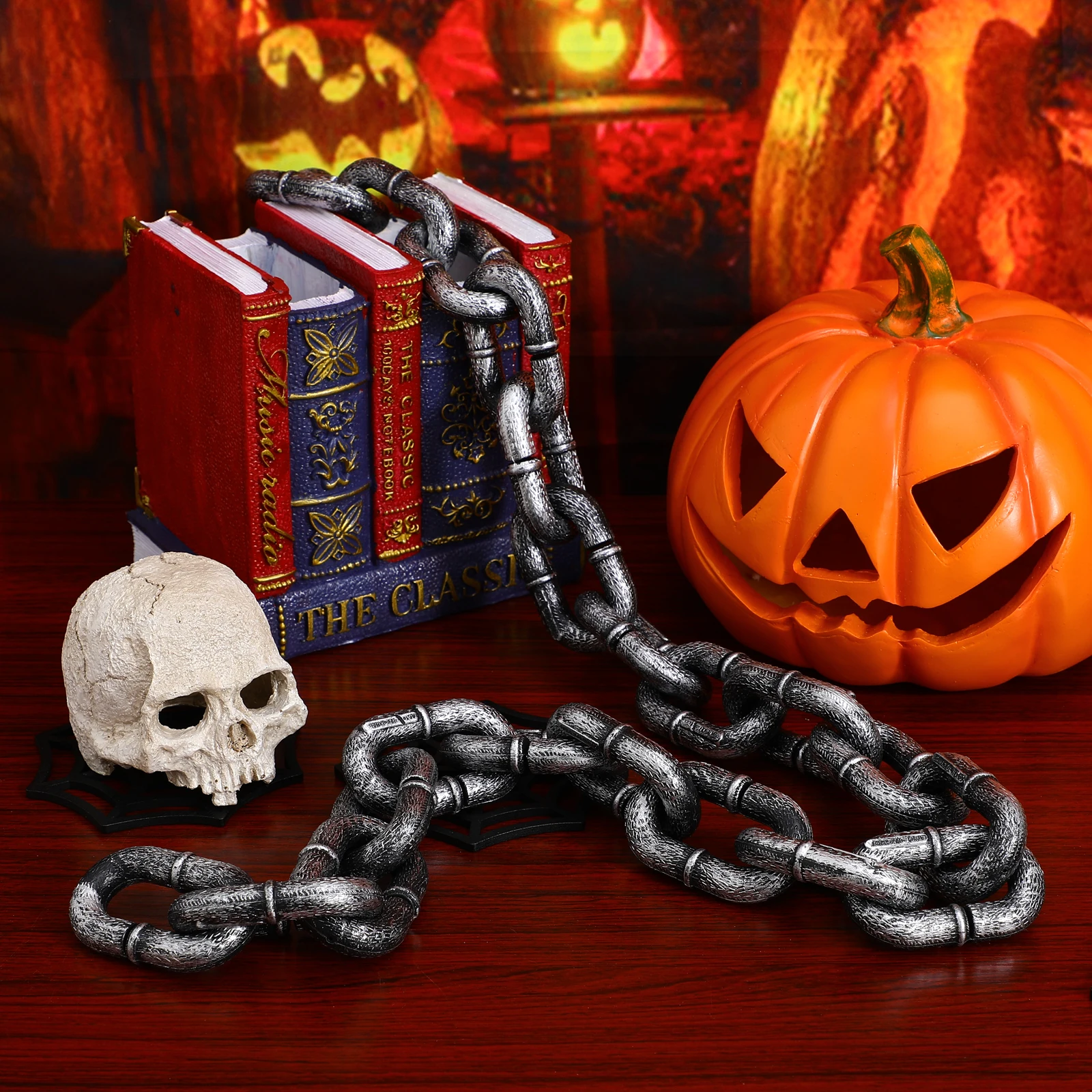 

Simulated Iron Chain 1m Lightweight Halloween Decoration Plastic Chain Festive Accessories Balloon Toy Chains