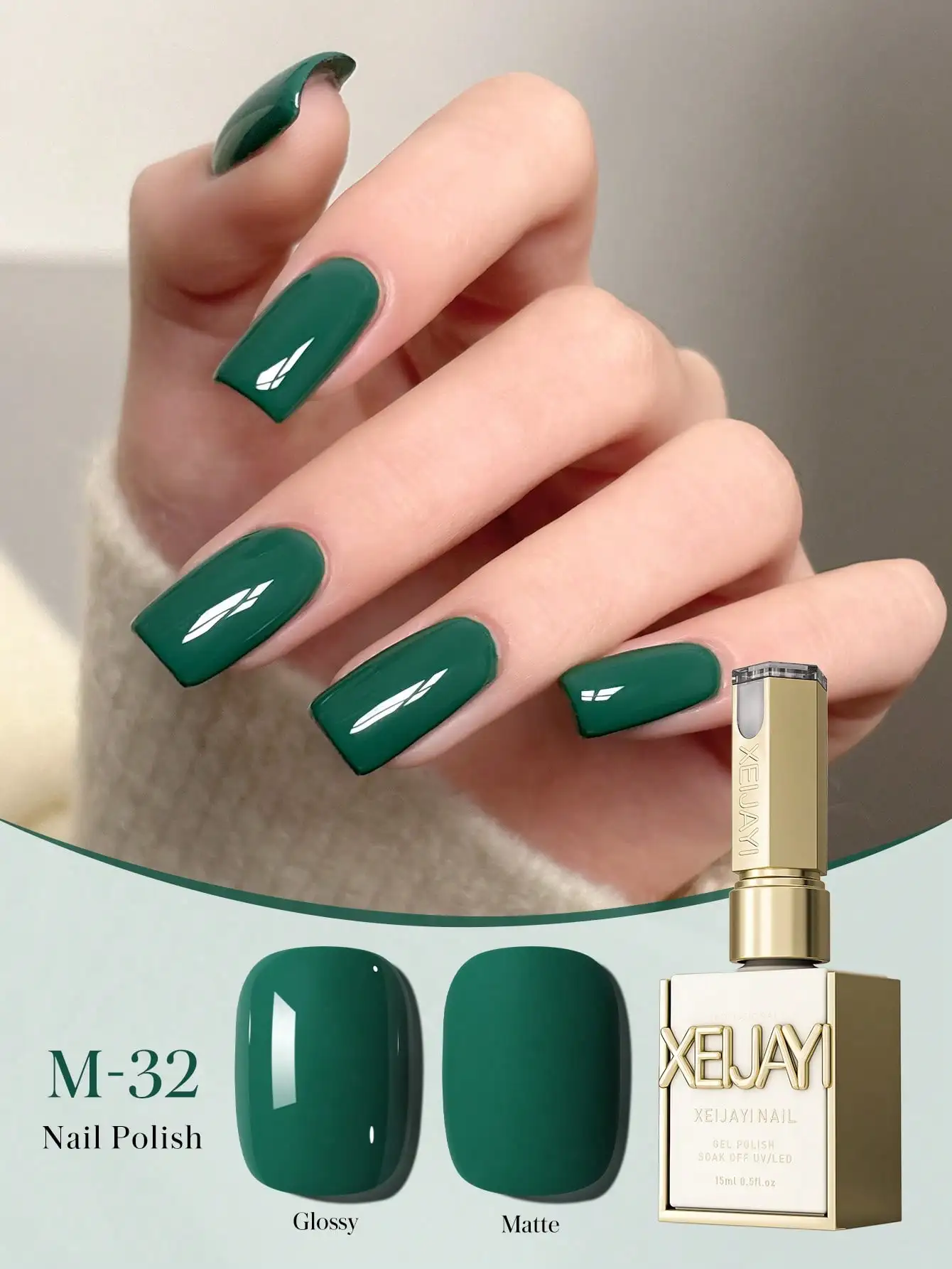 1 Stück 15 ml Aloe-Grün-Gel-Nagellack, parfümfrei, Soak Off UV-LED-Formel, beliebte grüne Farbtöne, perfektes Geschenk für den Frühling