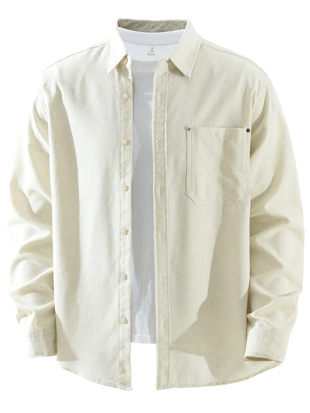 

Cotton Linen Breathable Lightweight Color Men's irt Spring New Basic Sle Casual Loose Long Sve Linen irt