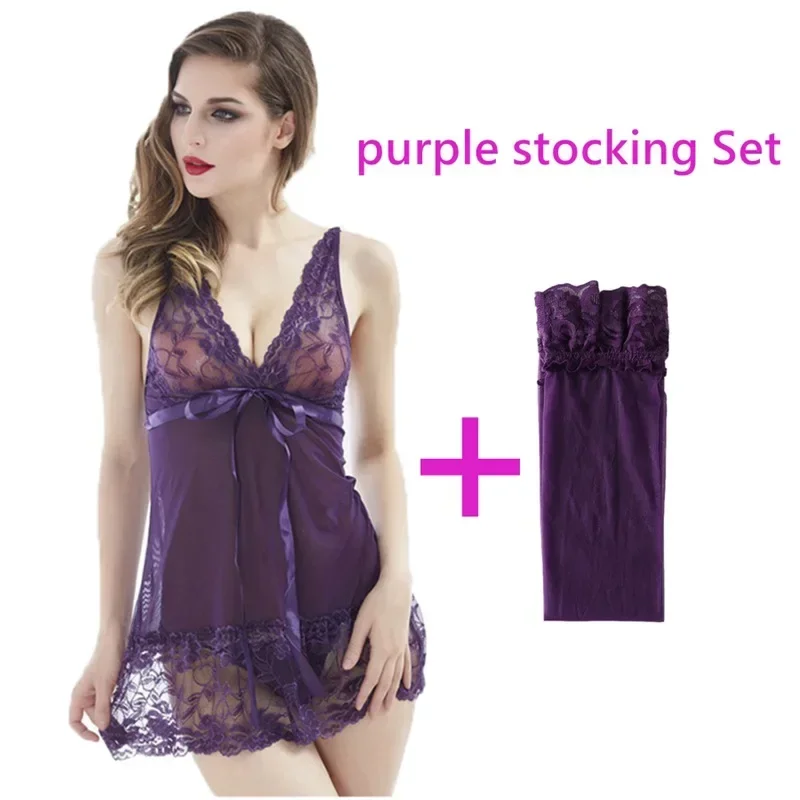 

Lace Nightgown Women Sleepwear Pyjamas Summer Negligee Nightwear Sexy Erotic Lingerie Bathrobe Female Nightdress Home Clothes