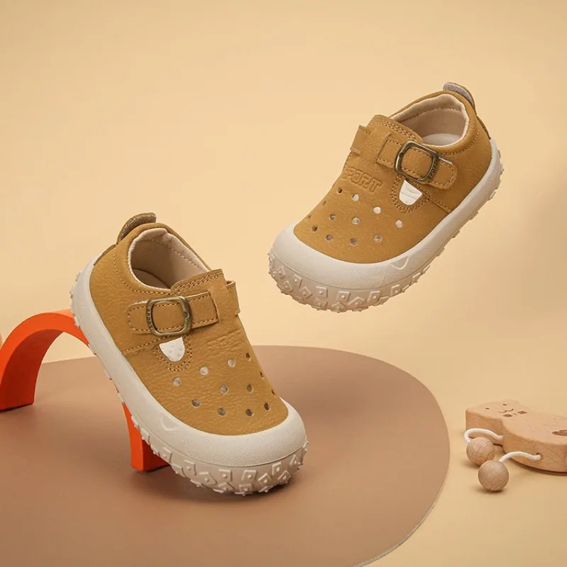 Children's Baby Shoes Summer Girls Breathable Sandals Anti Slip Boys' Soft Sole Toe Cover Anti Kick Comfortable Learning To Walk