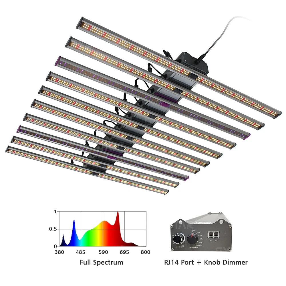 

Stock Available 10 bars 800w Independent Dimmer Control UV IR With Full Spectrum Samsung LM301b Chips LED Grow Lights