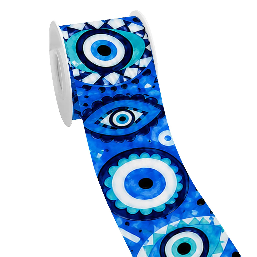 Eye Cartoon 10yards Blue Evil Printing Grosgrain Ribbon for DIY Hair Bows Merry Party Dec Materials