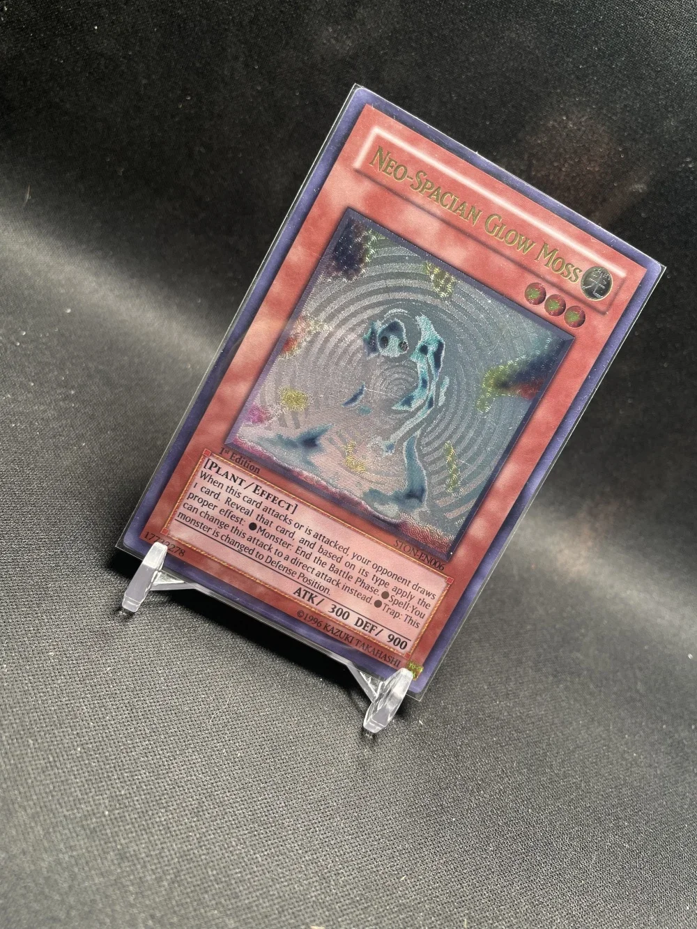 Yu-Gi-Oh Ultimate Rare STON-EN006/Neo-Espanha Glow Moss Brinquedos de cartas colecionáveis para presente infantil (não originais)