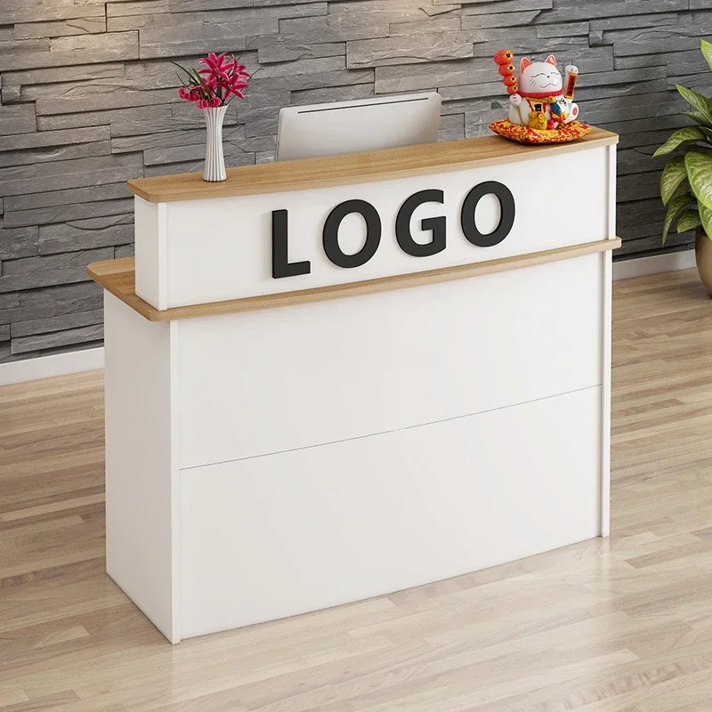 European Curved Reception Desks for Small Shop Front Desk Reception Counter Cash Register Barber Shop Clothing Store Bar Counter