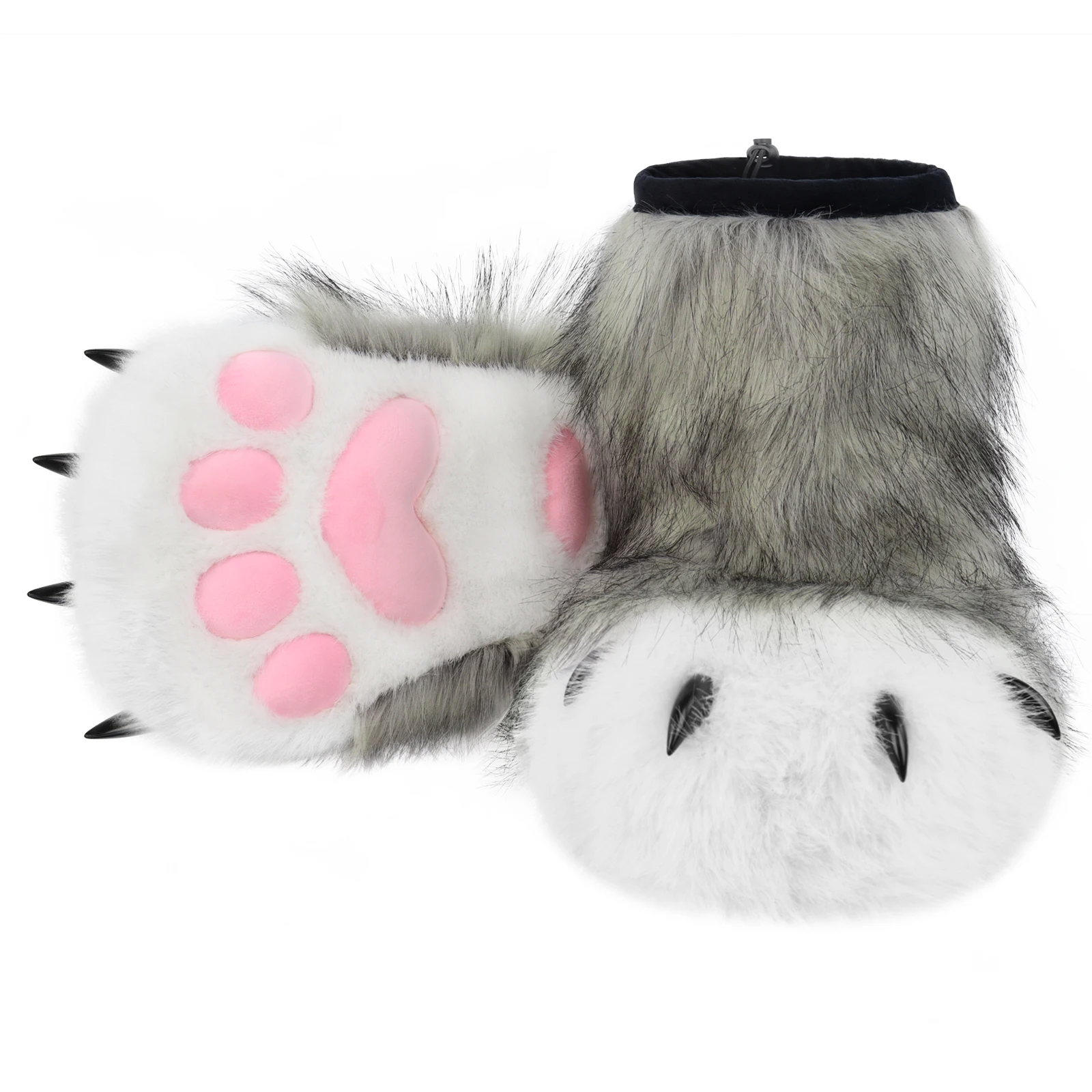 Pelzige Tierpfote Hausschuhe Fuzzy Stiefel Katze Fuchs Wolf Bär Klaue Schuhe Cosplay Kostüm Zubehör – Detail 12