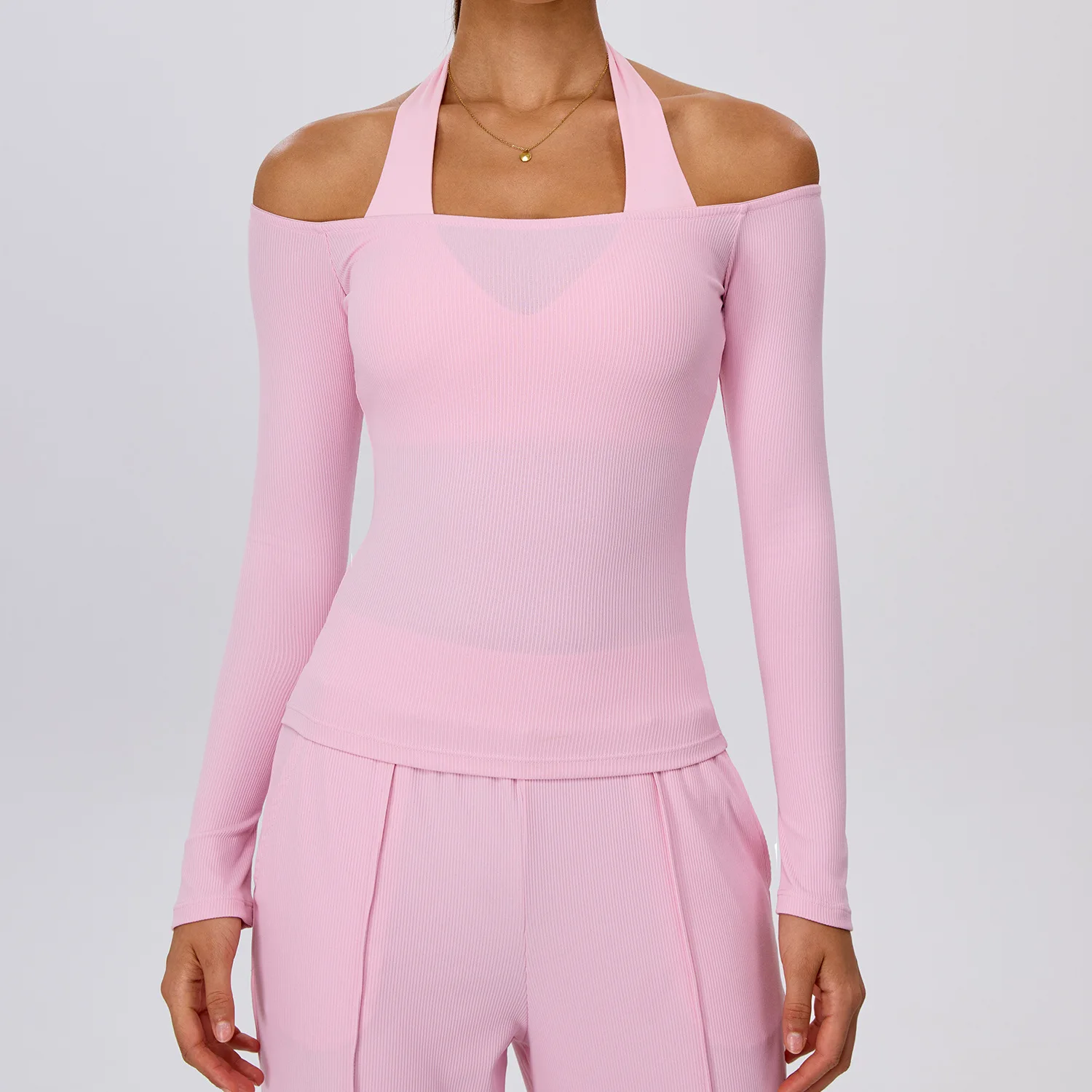 Sexy Women's Crop Tops Yoga T-shirts Sports Top Long Sleeve Running Shirts Exposed Off Shoulder Quick Dry Fitness Gym Sport Wear