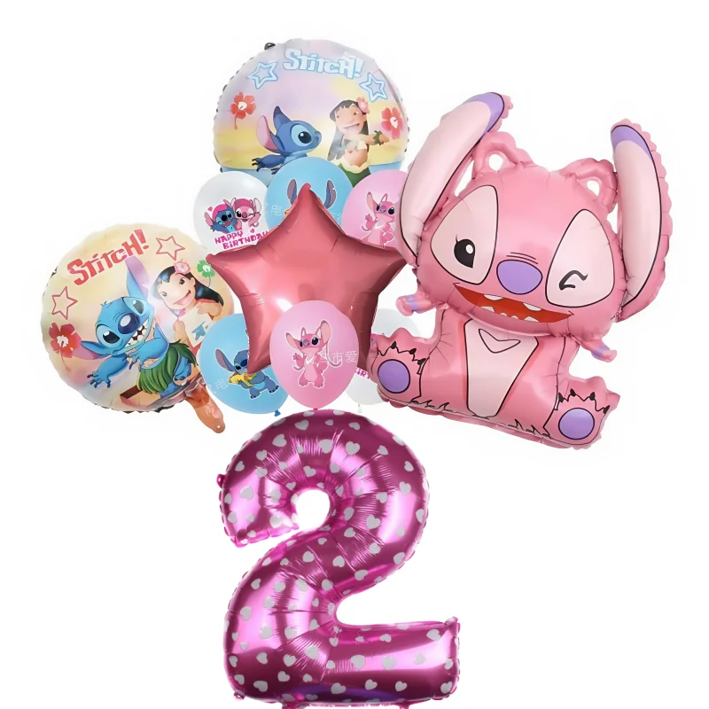11Pcs Lilo&Stitch Balloons Set Cartoon Foil Balloon Baby Shower Girl Boy Birthday Party Decorations Kids Classic Toys Air Globos