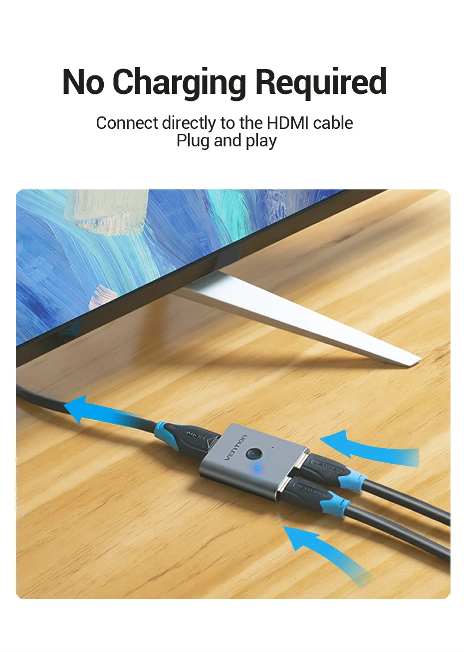 Vention HDMI Switcher 4K 60Hz Bi-Direction 2.0 HDMI Switch 1x2/2x1 Adapter für PS4/5 Xiaomi TV Box 8K HDMI 2.1 Splitter – Detail 8